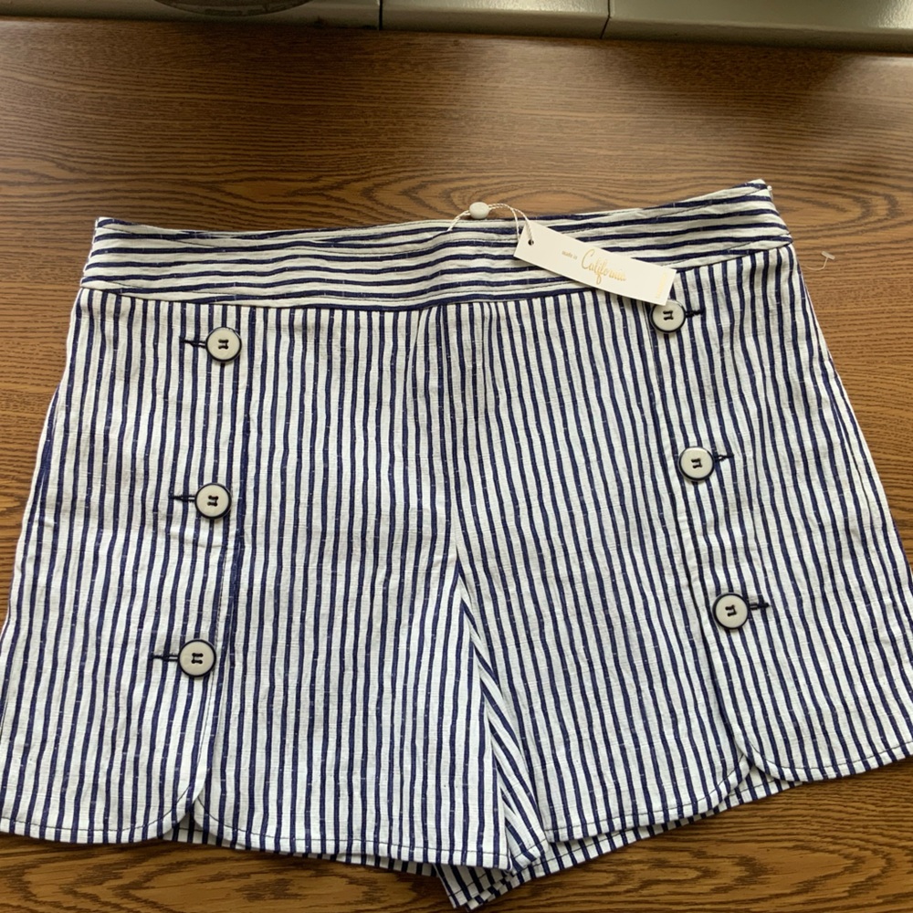 Trina Turk Blue & White Seersucker Sailor Shorts